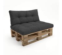 POKAR Set di Cuscini per Europallet Imbottito da 2 pezzi: 1x Cuscino-sedile 120x80cm + 1x Cuscino-schienale 120x40cm, per Divano da Giardino, per Interno ed Esterno, senza Pallet, antracite