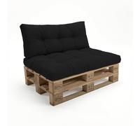POKAR Set di Cuscini per Europallet Imbottito da 2 pezzi: 1x Cuscino-sedile 120x80cm + 1x Cuscino-schienale 120x40cm, per Divano da Giardino, per Interno ed Esterno, senza Pallet, nero