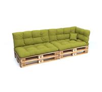 POKAR Set di Cuscini per Europallet Imbottito da 6 pezzi: 2x Sedile 120x80cm +2x Schienale 120x40cm +1x Laterale 60x40cm +1x decorativo 40x40cm, per Divano da Giardino, senza Pallet, Lime