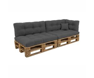 POKAR Set di Cuscini per Europallet Imbottito da 6 pezzi: 2x Sedile 120x80cm +2x Schienale 120x40cm +1x Laterale 60x40cm +1x decorativo 40x40cm, per Divano da Giardino, senza Pallet, antracite