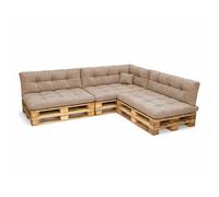 POKAR Set di Cuscini per Europallet Imbottito da 8 pezzi: 3x Sedile 120x80cm +3x Schienale 120x40cm +1x Laterale 60x40cm +1x decorativo 40x40cm, per Divano da Giardino, senza Pallet, beige