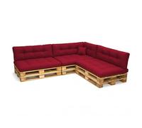 POKAR Set di Cuscini per Europallet Imbottito da 8 pezzi: 3x Sedile 120x80cm +3x Schienale 120x40cm +1x Laterale 60x40cm +1x decorativo 40x40cm, per Divano da Giardino, senza Pallet, Rosso Scuro