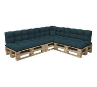 POKAR Set di Cuscini per Europallet Imbottito da 8 pezzi: 3x Sedile 120x80cm +3x Schienale 120x40cm +1x Laterale 60x40cm +1x decorativo 40x40cm, per Divano da Giardino, senza Pallet, verde scuro