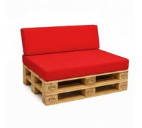 POKAR Set di Cuscini per Europallet Impermeabile da 2 pezzi: 1x 120x80 + 1x 120x40, per Divano da Giardino, schiuma fredda, senza Pallet, Rosso