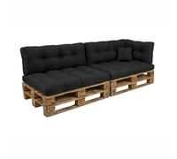 POKAR Set di Cuscini per Europallet Impermeabile da 6 pezzi: 2x 120x80 + 2x 120x40 + 1x 60x40 + 1x 40x40, per Divano da Giardino, senza Pallet, Nero