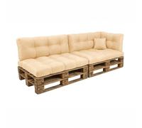 POKAR Set di Cuscini per Europallet Impermeabile da 6 pezzi: 2x 120x80 + 2x 120x40 + 1x 60x40 + 1x 40x40, per Divano da Giardino, senza Pallet, Beige