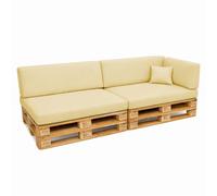 POKAR Set di Cuscini per Europallet Impermeabile da 6 pezzi: 2x 120x80 + 2x 120x40 + 1x 60x40 + 1x 40x40, per Divano da Giardino, senza Pallet, Beige