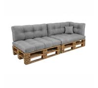 POKAR Set di Cuscini per Europallet Impermeabile da 6 pezzi: 2x 120x80 + 2x 120x40 + 1x 60x40 + 1x 40x40, per Divano da Giardino, senza Pallet, Grigio