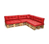 POKAR Set di Cuscini per Europallet Impermeabile da 8 pezzi: 3x 120x80 + 3x 120x40 + 1x 60x40 + 1x 40x40, per Divano da Giardino, senza Pallet, Rosso