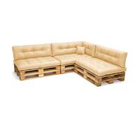 POKAR Set di Cuscini per Europallet Impermeabile da 8 pezzi: 3x 120x80 + 3x 120x40 + 1x 60x40 + 1x 40x40, per Divano da Giardino, senza Pallet, Beige