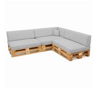 POKAR Set di Cuscini per Europallet Impermeabile da 8 pezzi: 3x 120x80 + 3x 120x40 + 1x 60x40 + 1x 40x40, per Divano da Giardino, senza Pallet, Grigio