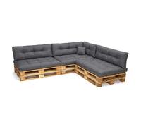 POKAR Set di Cuscini per Europallet Impermeabile da 8 pezzi: 3x 120x80 + 3x 120x40 + 1x 60x40 + 1x 40x40, per Divano da Giardino, senza Pallet, Antracite