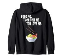 Poke Bowl Item, Hawaii Cucina Cibo Giapponese Sushi Amante Divertimento Felpa con Cappuccio
