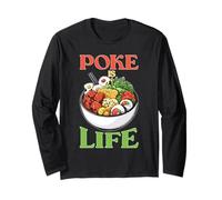 Poke Is Life Vesti di Amanti del Cibo di Pesce Crudo Maglia a Manica