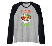 Poke Is Life Vesti di Amanti del Cibo di Pesce Crudo Maglia con Maniche Raglan