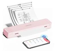 PokeLabel P831 Stampante Termica Bluetooth, Aggiornato P831 Stampante Portatile A4 per Carta Normale e Termica Formato Letter/A4/B5/A5, Stampante Compatta Senza Inchiostro per Smartphone Laptop, Rosa