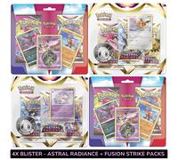 Pokemon 4X BLISTER ENG Lucentezza Siderale Colpo Fusione Holo Evoluzioni Eteree