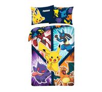 POKEMON Letto 5 PERSONAGGI Reversibile 140x200 Federa 70x90 COTONE POK1021