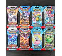 Pokemon 8X BUSTINE SLEEVED ENG Paldea Ossidiana Avventure Crepuscolo Non Pesate