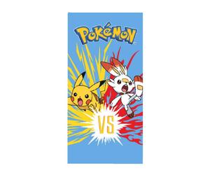 Pokemon Asciugamano 100% Cotone Pikachu Vs Scorbunny Bambini Piscina Mare Velour