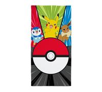 Character World Asciugamano ufficiale Pokémon per bambini, super morbido, design unito con Pikachu, Pokeball, perfetto per casa, bagno, spiaggia e piscina, taglia unica, 70 x 140 cm