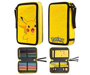 Pokémon Astuccio per Matite Bambino Adolescente Pikachu Scompartimenti Multipli Astucci per Scuola Set di Cancelleria - Anime Gifts (Pikachu)