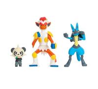 Pokemon Confezione da 3 figure da battaglia - Caratteristiche Pancham e Lucario da 5 cm e Infernape da 7,6 cm