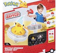 Pokémon arena di combattimento con trottola e due personaggi