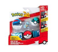 Pokémon Belt Set - Figura Squirtle Battle da 5,1 cm con Cintura Clip 'N' Go + Palla a Rete e Accessori Great Ball, Colore Schiggy, Medium, PKW3161