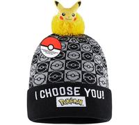 Pokémon Berretto Bambino 5-12 Anni Cappello Beanie, Pikachu Caldo Cappello Invernale per Scuola e Viaggi, Regalo Ragazzo (5-12 Anni, Nero Pikachu)