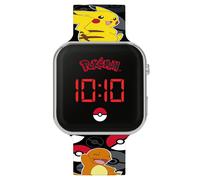 Pokémon Orologio POK4322 digitale al quarzo LED cinturino in silicone stampato nero per ragazzi