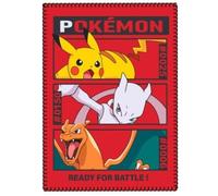 Pokemon Blanket - Red - 140cm x 100cm - Polar Fleece - Featuring Pikachu, Mewtwo