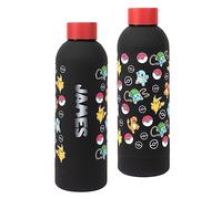 Pokemon - Borraccia personalizzata per bambini, in acciaio inox, con Pikachu, a prova di perdite, senza BPA, 700 ml, nero/rosso
