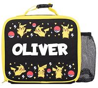 Pokémon Borsa per il pranzo personalizzata Pikachu - Borsa per il pranzo scolastica per bambini, nero/giallo
