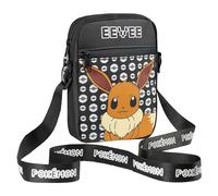 Pokemon Borse a Tracolla per Bambini, Borsetta a Tracolla con Tasche, Borsello Versatile Scuola Viaggio Unisex Bambini Pikachu Gadget (Nero Eevee)