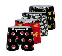 Pokémon Boxer Bambino Pikachu, Slip Ragazzo Morbido, Traspirante e Comodo (Set di 4), Nero/Rosso/Bianco/Giallo 5/6 Anni