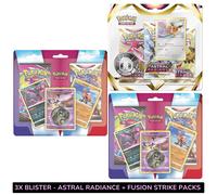 Pokemon Bundle 3 BLISTER FUSION STRIKE ASTRAL RADIANCE Eevee Holo Evolving Skies
