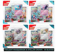 Pokemon Bundle 4 BLISTER STELLAR CROWN TWILIGHT MASQUERADE Crepuscolo Mascherato