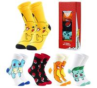 Pokémon Calzini Bambino EU 30-39, Pacco da 5 Pikachu Morbido Calze Ragazzo, Anime Regalo Bambini (Multicolore, 30-35)