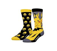 Pokemon - Calzino da uomo in cotone, 1 paio di calzini fantasia uomo Pikachu, alta e morbida, giallo, 39-42