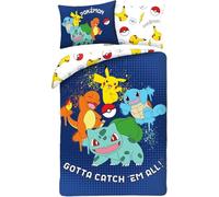 Pokémon Catch Them All Copripiumino Singolo 140x200 + Federa 65x65 Blu