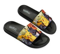 Pokemon Ciabatte da Piscina Bambino Ciabatte Slide Estive Bambino Ragazzo Mare Piscina Spiaggia 30-38 (Nero/Arancione, 30-31 EU)