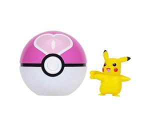 Pokémon Clip 'N' Go Pikachu and Love Ball - Include personaggio da battaglia da 5,1 cm e accessorio Love Ball