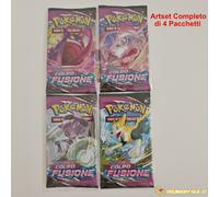 Pokémon Colpo Fusione Artset Completo 4 Buste con Sleeve in Italiano