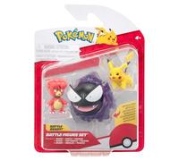 Pokémon Confezione da 3 figure da battaglia: Pikachu e Magby da 5 cm e figure da 7,6 cm Gastly Battle