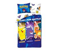 Pokémon Copripiumino Singolo 140x200 + Federa Pikachu Charizard Gengar | Set lenzuola reversibile | Cotone naturale traspirante Oeko-Tex | Licenza Pokémon | 4-12 anni | Regalo | Idea regalo