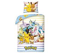 Pokemon Friends Reversibile Set Lenzuola Pikachu Cuscino Poggiatesta Copriletto