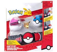 Pokémon Eevee Clip 'N' Go - Set cintura Eevee da 5,1 cm con grande palla, palla d'amore e cintura a tema