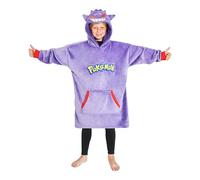 Pokemon Felpa con Cappuccio Bambini Adolescenti, Pikachu Anime Coperta Indossabile Tasca a Marsupio Morbida, Regalo Bambino (Viola Gengar)
