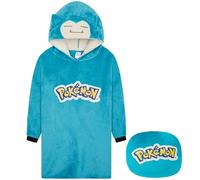 Pokemon Felpa con Cappuccio Bambini Adolescenti, Snorlax Gengar Pile Coperta Indossabile con Custodia Cuscino, Regalo Bambino (Blu Snorlax Cushion)
